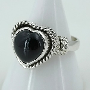 Bague en onyx noir en forme de cœur, argent sterling 925, faite à la main, bijou de promesse pour femme, cadeau, sertissage clos, pierre de naissance de décembre - Product Image 4