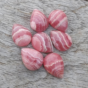 Cabochon de rhodochrosite naturelle, forme poire, dos plat, calibré, pierre précieuse rose - Product Image 4