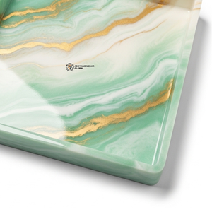 Square Green Marble Resin Serving Tray with Gold Vein Design Decorative Epoxy Serving Tray for Tea Coffee <b>Snacks</b> Home Decor - Product Image 4