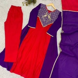 Mul Chanderi Embroidered Kurta <b>Pant</b> Set Cording <b>Sequin</b> Work Suit with Lace Dupatta Indian Ethnic Wear - Product Image 5