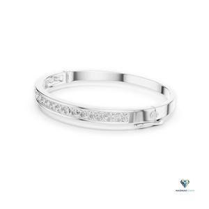 3.465 CT White Gold Round Lab Grown Diamond Channel Set <b>Bangle</b> <b>Bracelet</b> in 18K 14k Solid Gold - Product Image 3