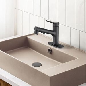 Rubinetto Moderno Monocomando per Lavabo Bagno con Doccetta Estraibile e Tappo Scarico a Scomparsa, Rubinetto Monocomando Moderno per Lavabo da Appoggio - Product Image 5