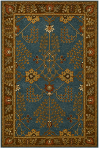 Tapis décoratif vintage de style persan bleu à motifs floraux, taille 8x10 pieds, tapis oriental traditionnel avec bordure marron, vente en gros - Product Image 1