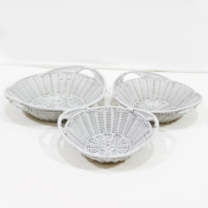 ชุดถาดเสิร์ฟขนมปังผลไม้แบบตื้น ทำจากหวาย PE พร้อมหูจับในตัว - Product Image 1