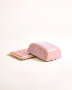 กล่องใส่เนยเคลือบสีพาสเทลพร้อมฝาโค้งเรียบ ถาดเสิร์ฟขนาดกะทัดรัด โต๊ะครัวทันสมัย ที่เก็บเนย ดีไซน์หรูหรา - Product Image 2