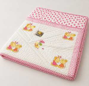 Cotton Woven Plain Baby Quilt with Pink Floral and Cartoon Duck Pattern Breathable Medium Weight <b>Blanket</b> for Boys & Girls Infant - Product Image 2
