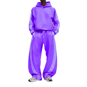 Conjunto Deportivo de Felpa para Hombre, Estilo Urbano, con Detalle de Rayas, Sudadera con Capucha y Pantalones Deportivos Holgados, Conjunto de Dos Piezas - Product Image 6