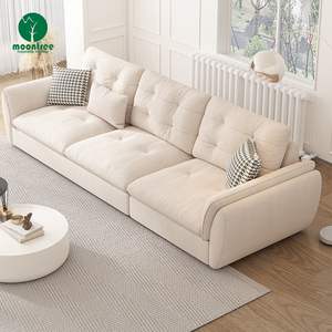 छोटे अपार्टमेंट रहने वाले कमरे के लिए मोनट्री बहु-कार्यात्मक फोल्डेबल सोफा बिस्तर ठोस लकड़ी और कपड़े सेट - Product Image 6