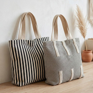 Bolso Tote Tejido de Diseño Boho Chic, Bolso de Compras Casual Sostenible, Bolso de Tela Tejida India - Product Image 3