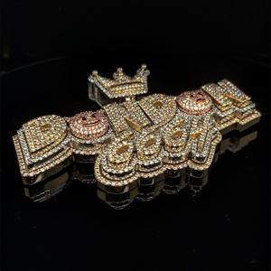 Collar con colgante de corona de bebé personalizado estilo Londres, con nombre, estilo Hip Hop, con incrustaciones de circonitas (CZ) tipo diamante, de lujo, para rapero, joyería llamativa - Product Image 2