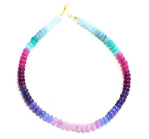 Beautiful Colorful <b>Quartz</b> Smooth Rondelle Beads Choker <b>Necklace</b> 7-8MM Fashion Gemstone <b>Necklace</b> For Women Girls Handmade Jewelry - Product Image 1