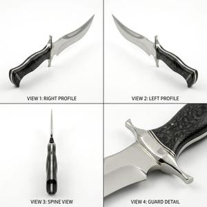 Cuchillo utilitario para exteriores de acero de Damasco hecho a mano con mango de madera de Burl oscuro para bricolaje y OEM - Product Image 1