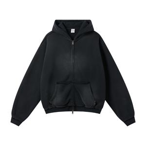 Sweat à capuche pour homme de haute qualité, personnalisable avec logo, style vintage délavé, impression DTG, épais, vierge, coupe oversize, effet délavé à l'acide - Product Image 1