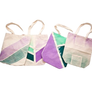 Toile de sac à provisions fourre-tout à motif coloré avec impression par transfert de chaleur sac à provisions en toile promotionnel - Product Image 1