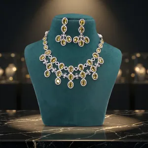 Women's <b>Silver</b> Plated Crystal <b>Necklace</b> <b>and</b> <b>Earring</b> <b>Set</b> Oval Cut Rhinestone Cross Design Wedding Jewelry Alloy Fashion <b>Set</b> - Product Image 6
