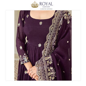 ชุดอนารกาลีงานปักผ้าไหมเนื้อหนาคุณภาพเยี่ยมสำหรับงานแต่งงานของผู้หญิงจากอินเดีย - Product Image 2