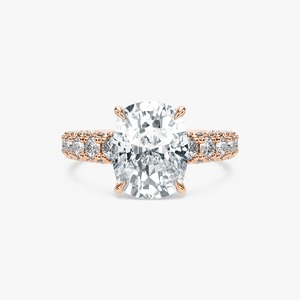 Anillo de compromiso de diamante cultivado en laboratorio de 2 quilates con corte cojín alargado, oro rosa de 14K, venta al por mayor - Product Image 3