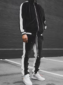 <b>Men</b> Solid Color Velour Tracksuit Full Zip <b>Jacket</b> And Pants Two Piece Casual Athletic Set Regular Fit Autumn Wear - Product Image 4