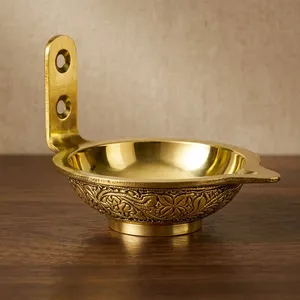 Brass Wall Mounted Diya Oil Lamp Traditional <b>Indian</b> Hanging Candle Holder Decorative Hindu Pooja <b>Home</b> <b>Decor</b> - Product Image 6