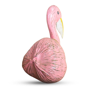 Sculpture de flamant rose en noix de coco, sculptée à la main, décoration d'intérieur en bois, animal tropical, ornement rustique - Product Image 4