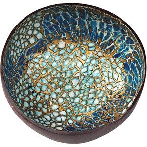 Handcrafted Reclaimed <b>Wood</b> Bowl with Turquoise Inlay - Wholesale Moradabad - Product Image 1
