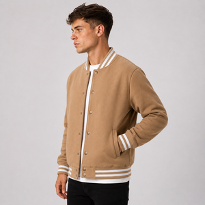 Premium Canvas Varsity Jacket Plain Dyed Breathable Lightweight Winter Outerwear Soft Inner Comfort Stylish <b>Athletic</b> Daily - Product Image 2