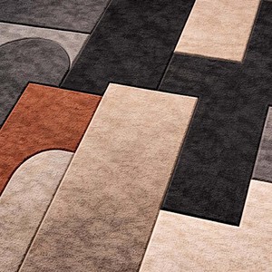 Modern geometric area rug Hand Tufted Rug neutral brown grey blocks design carpet for living room office bedroom decor soft rug - Product Image 5