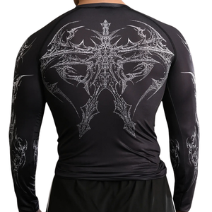 Camiseta de Compresión Personalizada para Hombre, Manga Larga, Diseño Gráfico en Blanco y Negro, Cuello Redondo, Ajustada, para Gimnasio, Entrenamiento, Deporte, Capa Base Deportiva - Product Image 6
