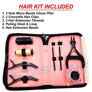 Kit Profesional de Extensiones de Cabello con Pinza de 2 Orificios para Microperlas, Pinzas de Cocodrilo, Gancho de Tracción, Aguja para Perlas e Hilo - Product Image 2