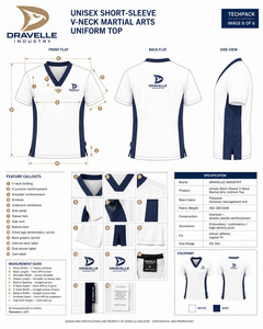 เสื้อยูนิฟอร์มศิลปะการต่อสู้แบบยูนิเซ็กซ์ แขนสั้น คอวี แห้งเร็ว สำหรับคาราเต้ เทควันโด รับผลิตแบบ OEM - Product Image 5
