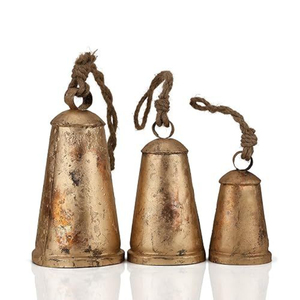 Wholesale Christmas Bells Jute Rope Hanging Jingle Bells Vintage <b>Brass</b> <b>Ornaments</b> for Holiday and New Year Home Decor Farmhouse - Product Image 6