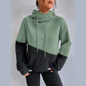 Nouveau Sweat à Capuche Décontracté et Tendance pour Femme avec Poche Kangourou et Empiècements, Style Urbain Ample à Manches Longues - Product Image 3