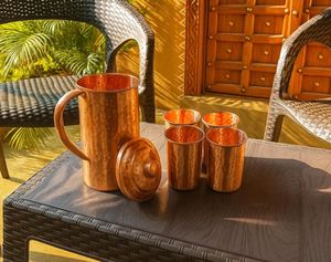 Ensemble de carafes en cuivre pour tournage publicitaire, accessoire de style, service d'eau, ensemble métallique avec verres, durable, réutilisable, vaisselle de cuisine et de salle à manger - Product Image 5