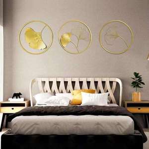 Luxury Gold Ginkgo Leaf Metal Wall Art Set Modern Botanical Wall Decor Iron Wall <b>Hanging</b> for Living Room Bedroom Hotel - Product Image 2