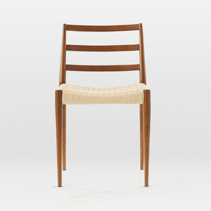 Chaise de salle à manger nordique en bois massif avec assise en corde de papier tressée à la main et dossier élégant en forme d'échelle - Product Image 2