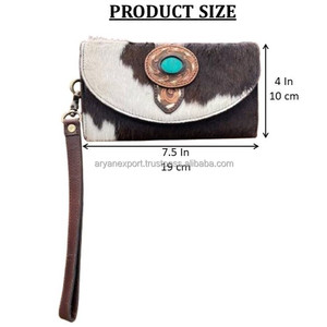 Carteras de mano de cuero de vaca con piedra turquesa de diseñador de tendencia personalizada de lujo para mujer, embrague de gran capacidad - Product Image 2