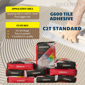GREENFIX Big Tiles C2TES1 Mortier adhésif pour carrelage à base de ciment haute performance, forte adhérence, norme C2T pour usage en construction - Product Image 3
