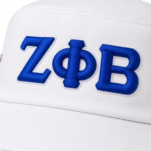 Women <b>White</b> and Royal Blue ZPhiB Embroidered Logo Bucket <b>Hat</b> Wide Brim Casual Outdoor Summer Fashion Sun Protection Headwear - Product Image 3