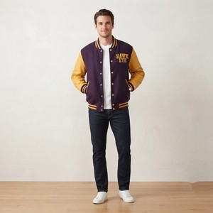 Chaqueta Varsity de Lana para Hombre, Estilo Urbano, Talla Grande, con Botones, de Secado Rápido, Marca Hawk Eye Sports - Product Image 1