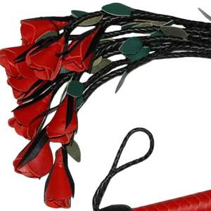 Real <b>Leather</b> <b>Flogger</b> Whip with Elegant Braiding and Smooth <b>Leather</b> Falls - Product Image 4