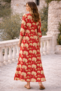 <b>Boho</b> Floral Print <b>Long</b> <b>Dress</b> Button Down Kali Style Gown 100% Cotton Women Summer Maxi <b>Dress</b> Handmade Masterpiece Apparel - Product Image 2