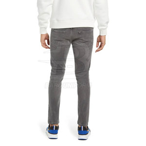 Jean décontracté pour homme coupe droite avec logo personnalisé 100% coton respirant, tenue quotidienne élégante - Product Image 2