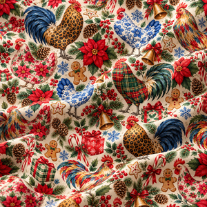 Tissu de Noël à motif coq en coton pour la décoration intérieure et la couture - Product Image 2