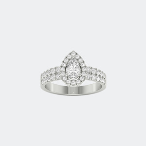 แหวนเพชรทรงลูกแพร์ 1.15 กะรัต - ดีไซน์ฮาโลแบบประดับเพชรสองชั้น - Product Image 2