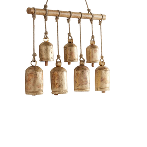 • Vintage Rustic Christmas Bell Decoration Antique <b>Brass</b> Hanging Wind Chime Cluster Shabby Chic Xmas Metal Bells <b>Ornament</b> - Product Image 5