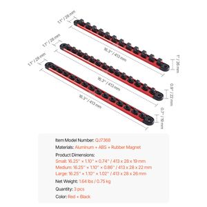Set di 3 Organizzatori per Chiavi a Bussola in Alluminio Resistente 1/4FT-1/2FT SAE e Metrico per Riparazione Auto - Product Image 6