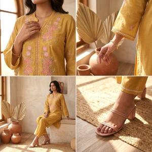 Ensemble coordonné en modal Chanderi de haute qualité pour femmes, tenue de créateur pour fêtes et festivals, disponible à la vente - Product Image 6