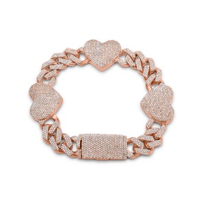Pulseras de Oro Rosa con Diamantes de Moissanita y Corazón, Joyería Fina para Mujer, Disponibles para Exportación - Product Image 1
