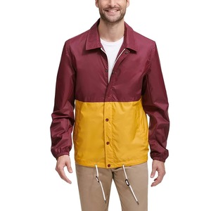 Custom Polyester Windbreaker Stand Collar Hooded Elastic Cuffs Side Pockets Lightweight Outerwear Men's Coach Jackets For Sale - Product Image 1