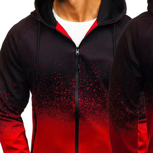 Sweat à capuche zippé dégradé pour homme, coupe classique, décontracté, en polyester tricoté à manches longues, idéal pour l'automne - Product Image 3